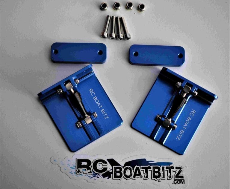 Blackjack 42 custom trim tabs PB42 Blue - RC Boat Bitz